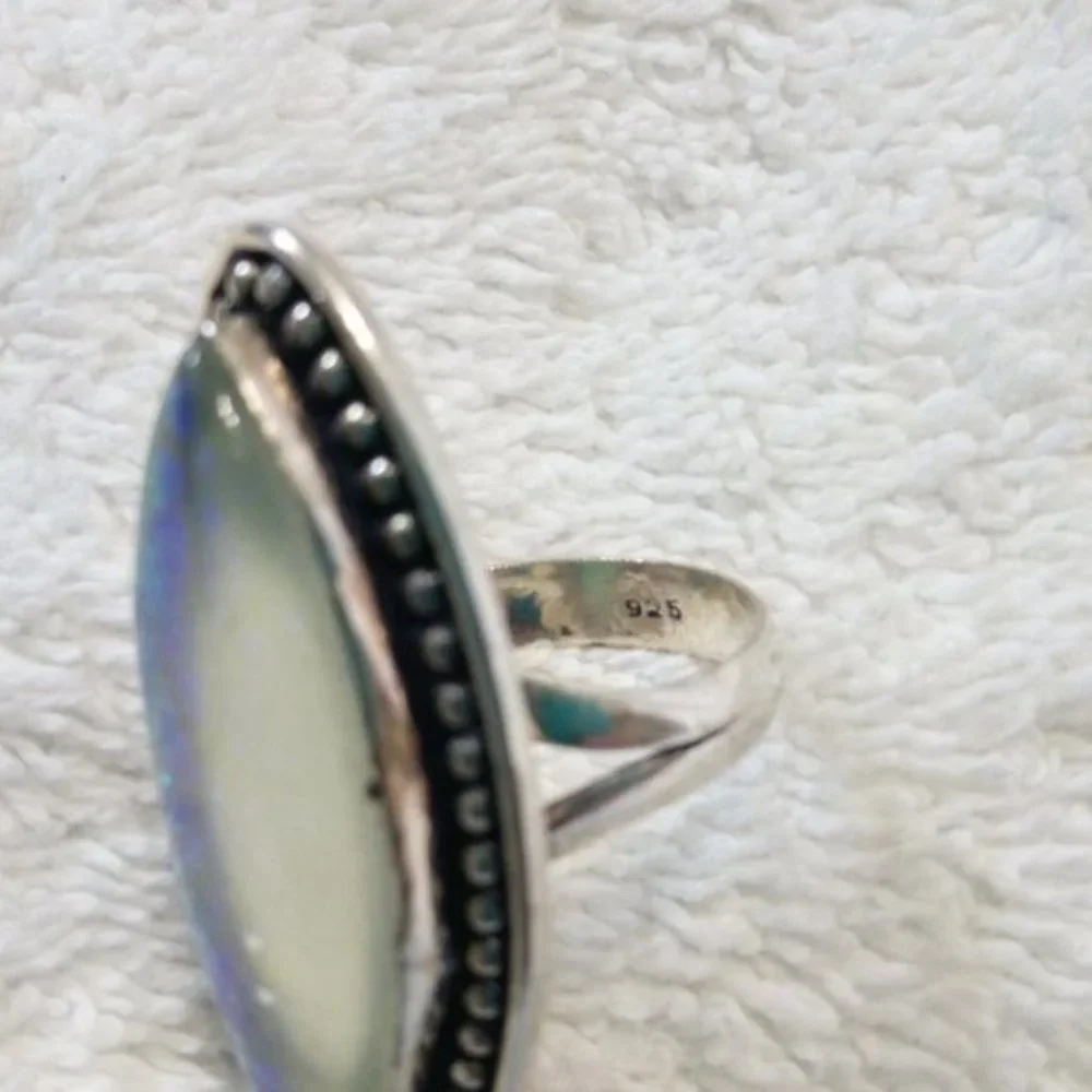 Triplet Opal Sterling Silver Ring Huge! .925